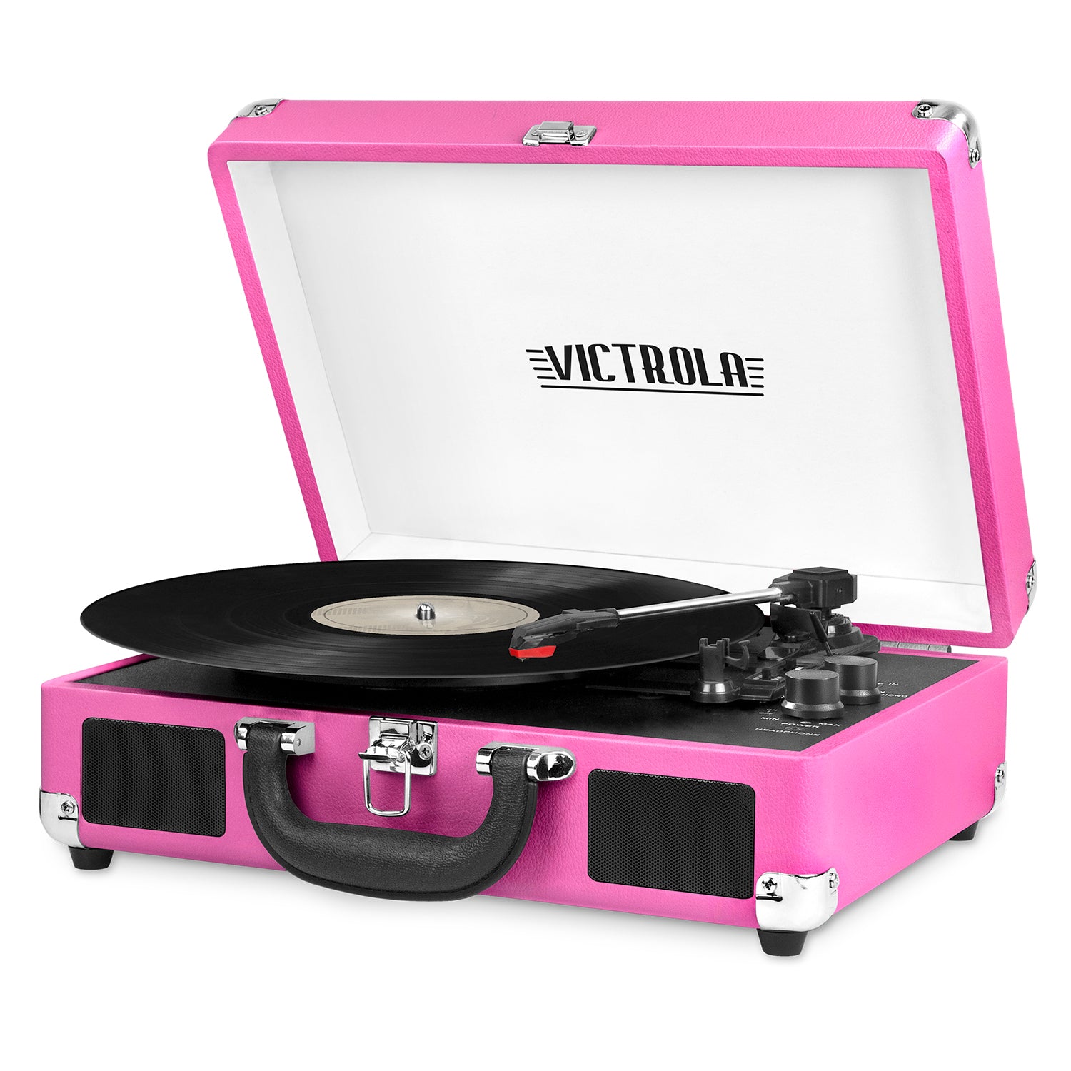 Victrola - Journey Bluetooth Suitcase Record Player with 3-speed Turntable - (Pink) - *Headphones & Tech Accessories