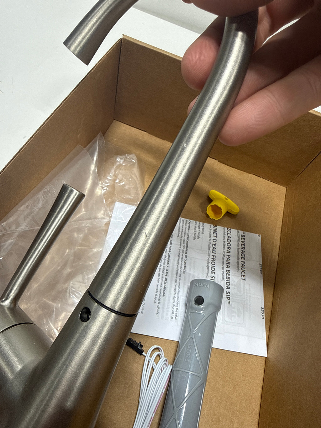 See Desc. - Moen S5560SRS Spot Resist Stainless Kurv One-Handle High Arc Single Mount Cold Water Beverage Faucet with Optional Filtration System