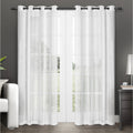 Exclusive Home Penny Sheer Embellished Stripe Grommet Top Curtain Panel Pair 50 X84 Winter White
