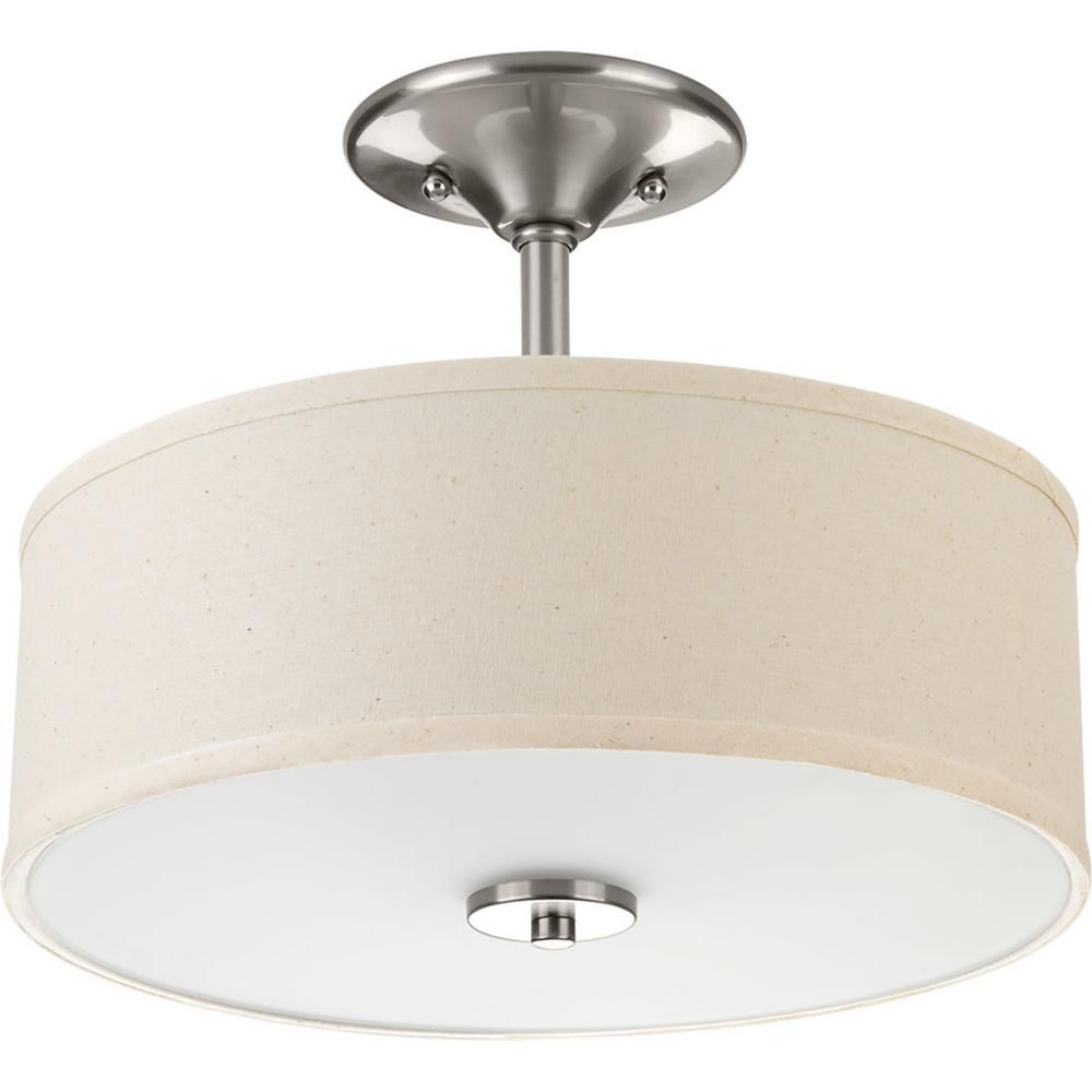 Progress Lighting P3712-09 Inspire Two-Light Semi-Flush, Brushed Nickel