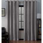 Loha Dove Grey Solid Light Filtering Grommet Top Curtain, 54 in. W X 108 in. L (Set of 2)
