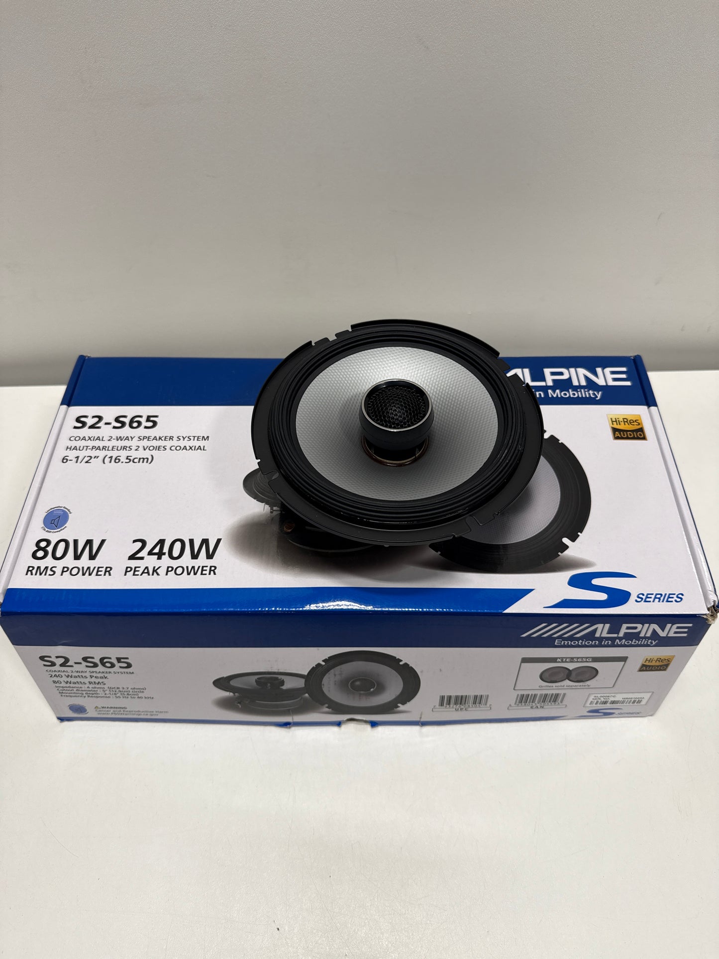 Single Alpine S2-S65 S-Series 6.5 Coaxial 2-Way Car Speaker