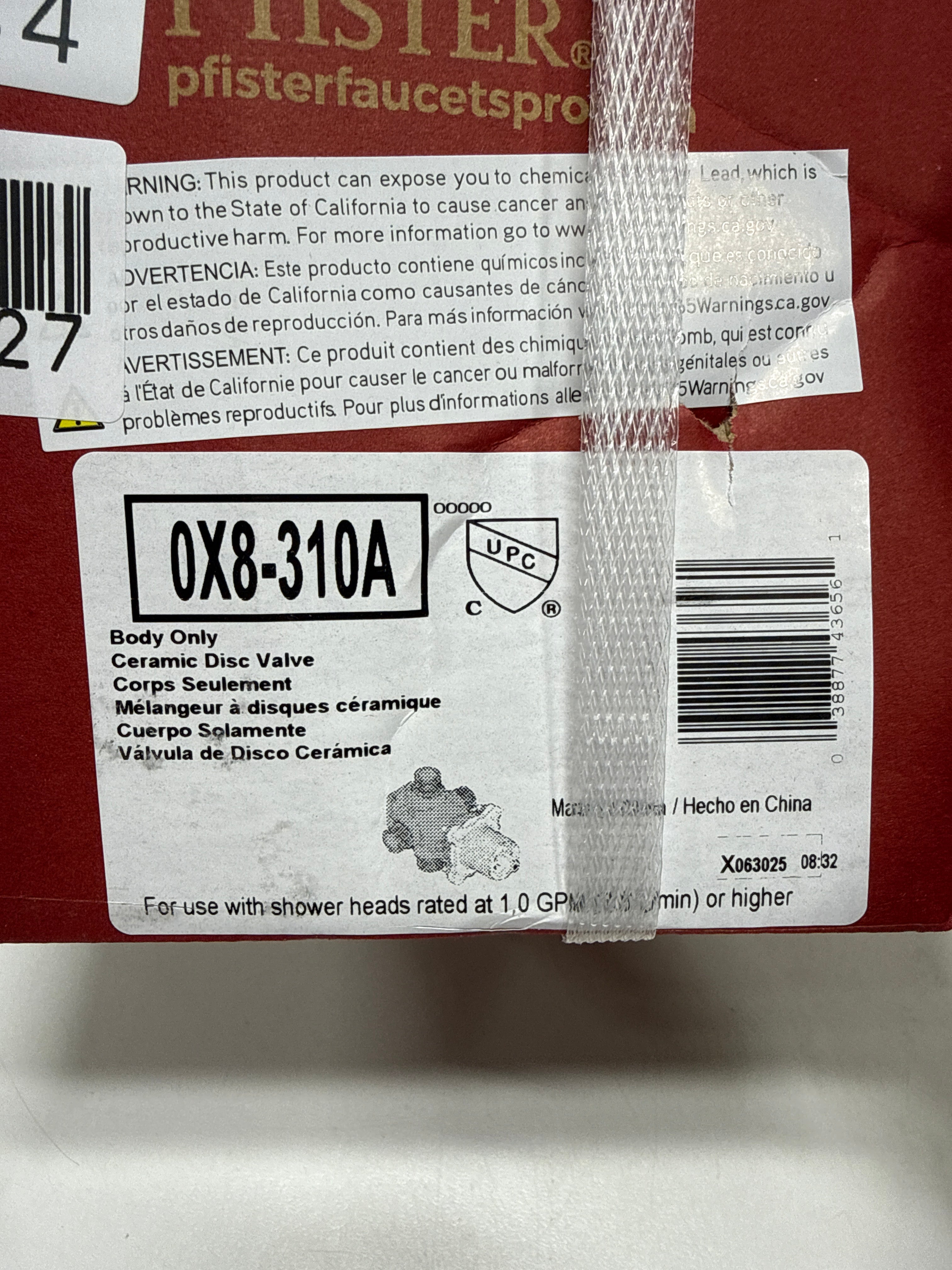 Pfister 0X8-310A PermaBalance Single Control Tub & Shower Rough-In Valve Brass - *Plumbing