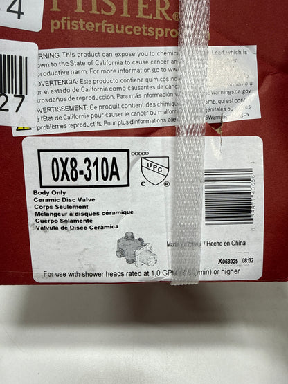 Pfister 0X8-310A PermaBalance Single Control Tub & Shower Rough-In Valve, Brass