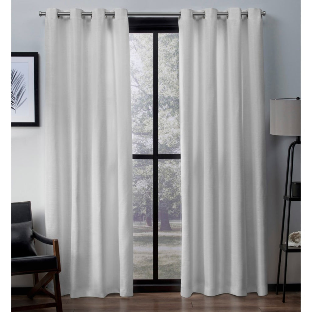 Virenze Winter White Solid Light Filtering Grommet Top Curtain, 54 in. W X 96 in. L (Set of 2)