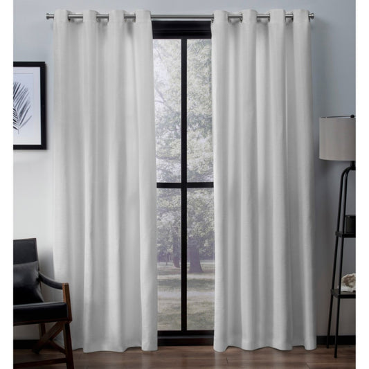 Virenze Winter White Solid Light Filtering Grommet Top Curtain, 54 in. W X 84 in. L (Set of 2)
