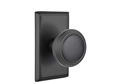 Emtek Passage Set, Rectangular Rosette, Norwich Knob, Flat Black US19