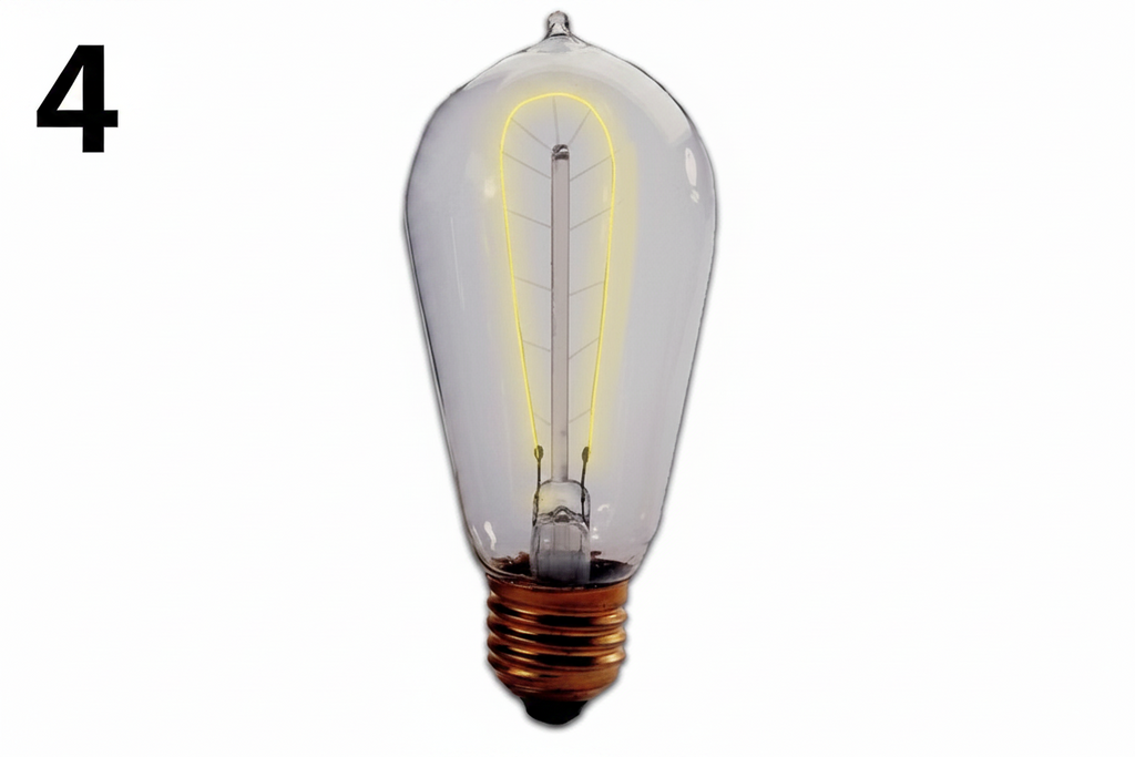 Pack of (4) 40 Watt Dimmable Antique ST18 Nostalgic Hairpin Incandescent Light Bulbs with Medium (E26) Base 2200K Amber Light