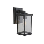 Resilience Lanterns 14 in. Textured Black Finish Outdoor Hardwired Wall Lantern Sconce W/ Clear Shade, No Bulb Included