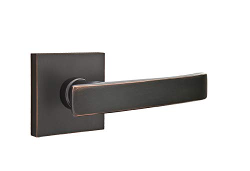 EMTEK Square Rosette Dummy, Pair with Matching Finish Geneva Lever - 5050GVUS10B - Oil Rubbed Bronze (US10B)