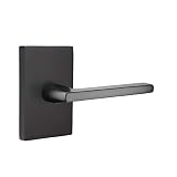 Emtek Dummy Set, Modern Rectangular Rosette, Helios Lever, Flat Black
