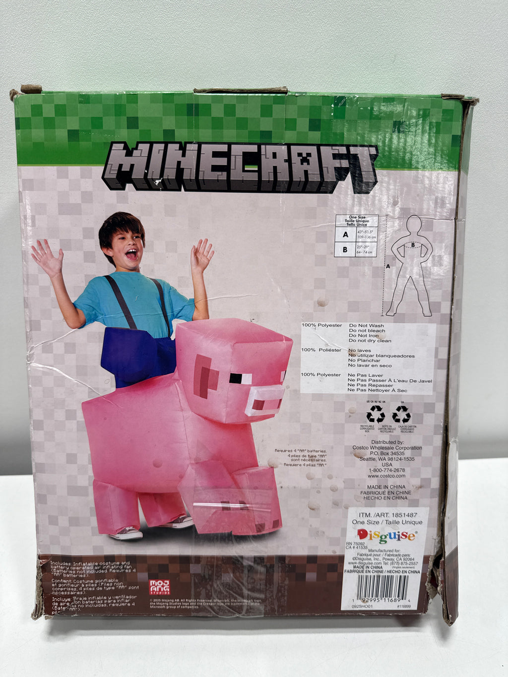 Kids Inflatable Minecraft Pig Ride on Costume - Kids Halloween Costume - *Kids