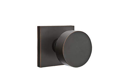 EMTEK Square Rosette Privacy Set with Matching Finish Round Knob 5210ROUUS10B - Oil Rubbed Bronze (US10B)