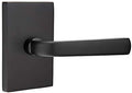 EMTEK Modern Rectangular Rosette Passage Set with Matching Finish Sion Lever - Choice of Left/Right Handing and 6