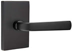 EMTEK Modern Rectangular Rosette Passage Set with Matching Finish Sion Lever - Choice of Left/Right Handing and 6