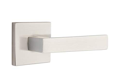 EMTEK Square Rosette Dummy, Pair with Matching Finish Dumont Lever 5050DTUS15 - Satin Nickel (US15)
