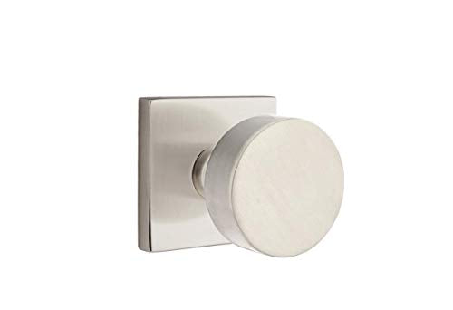 EMTEK Concealed Fastener Square Rosette Passage Set with Matching Finish Round Knob C5110ROUUS15 - Satin Nickel (US15)