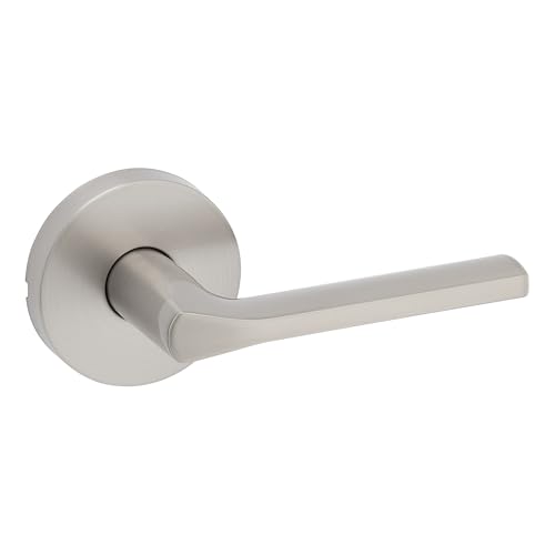 Kwikset Lisbon Interior Passage Door Handle, Round Lever for Closet and Hallway Doors, Reversible Non-Locking Handle Lever, Satin Nickel