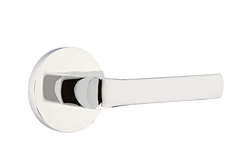 EMTEK Disk Rosette Privacy Set with Matching Finish Stuttgart Lever - Choice of Left/Right Handing and 7 Finishes - 5209STULHUS26 - Left Handed (LH) - Polished Chrome (US26)