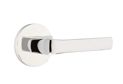 EMTEK Disk Rosette Privacy Set with Matching Finish Stuttgart Lever - Choice of Left/Right Handing and 7 Finishes - 5209STULHUS26 - Left Handed (LH) - Polished Chrome (US26)