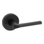 Kwikset Lisbon Interior Privacy Door Handle with Lock, Round Lever for Bathroom and Bedroom, Matte Black