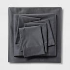 Full 6pc 800 Thread Count Solid Sheet Set Gray - Threshold™: Cotton Sateen Includes 4 Pillowcases Fits up to 18’’