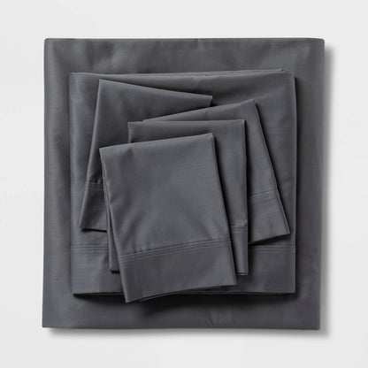 Full 6pc 800 Thread Count Solid Sheet Set Gray - Threshold™: Cotton Sateen Includes 4 Pillowcases Fits up to 18’’