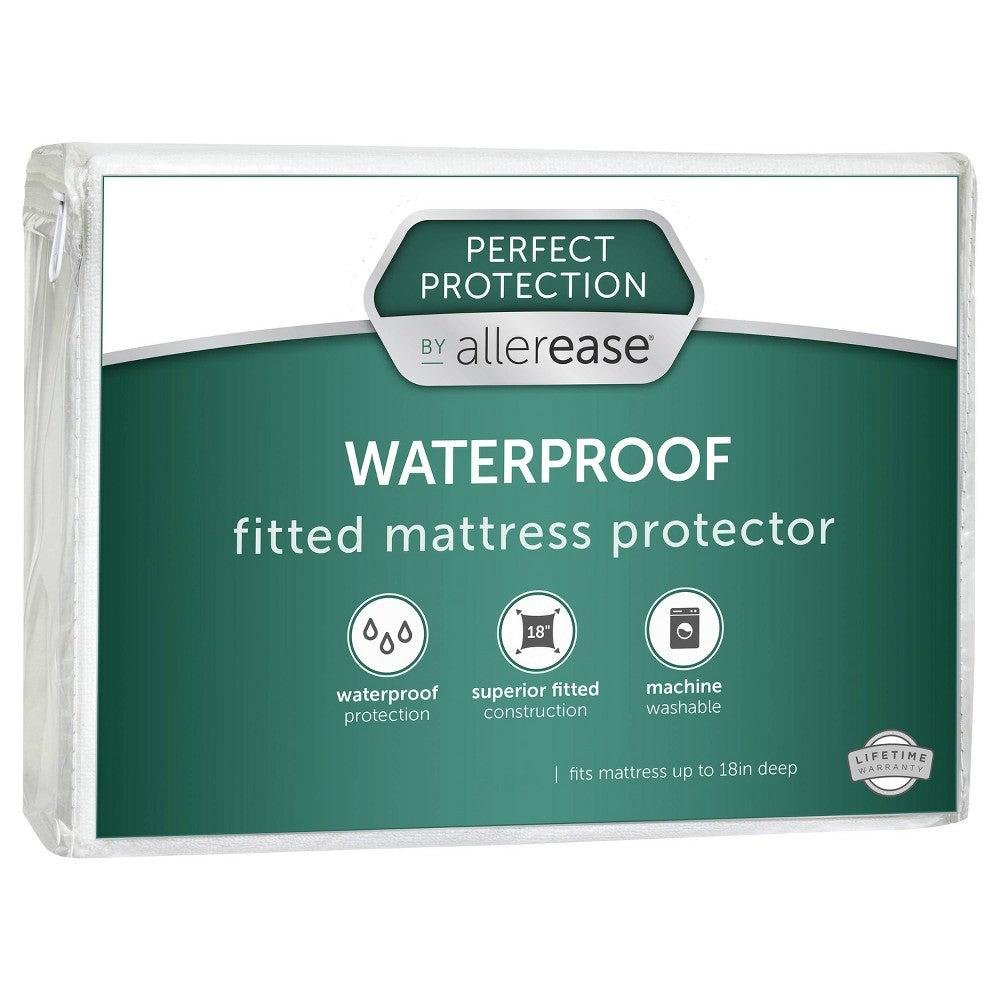 Allerease Queen Clean Boost Waterproof Fitted Mattress Protector: Hypoallergenic, OEKO-TEX Certified
