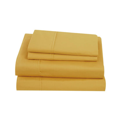 Brooklyn Loom Twin XL Solid Cotton Percale Sheet Set Mustard - *Bedding