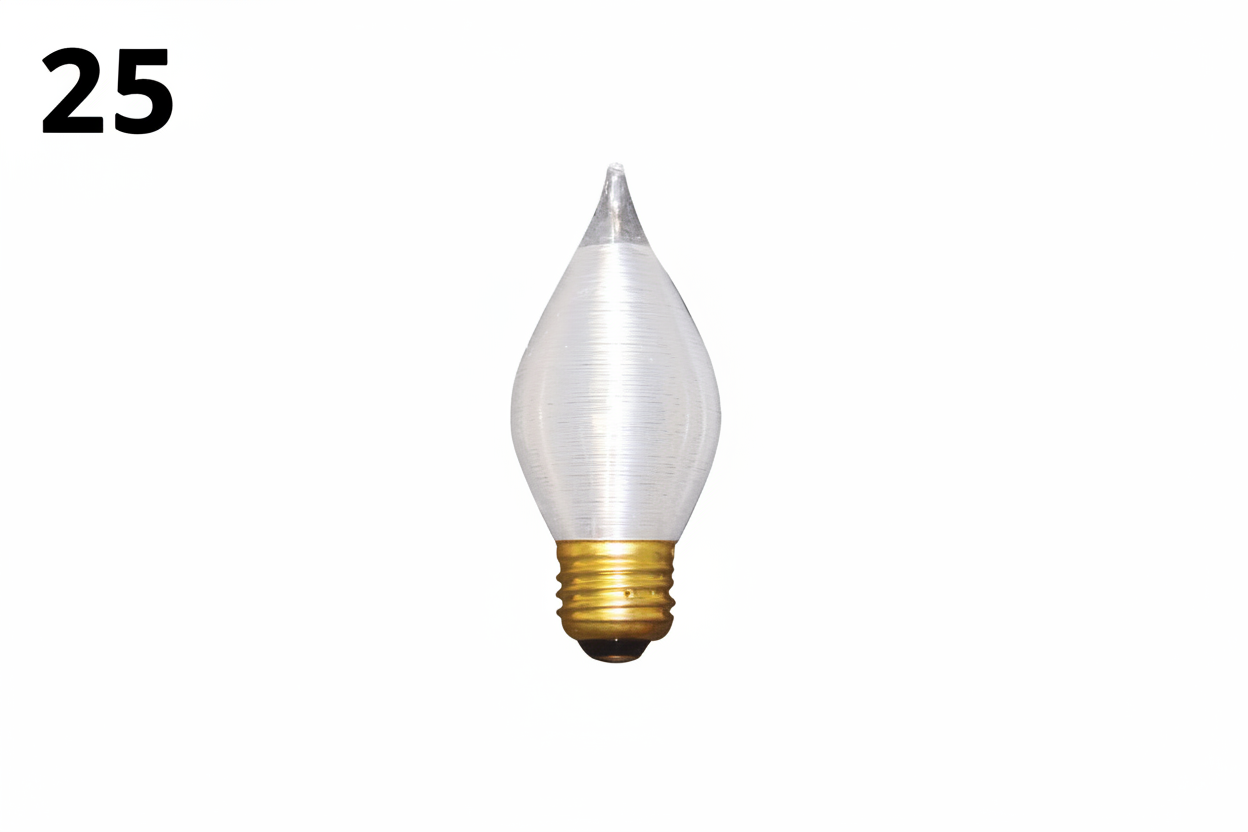 Pack of (25) 25 Watt Dimmable Satin Finish C15 Spunlite Incandescent Light Bulbs with Medium (E26) Base