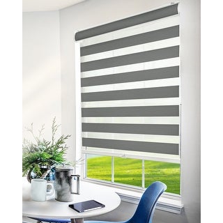 CHICOLOGY Zebra Roller Shades | Room Darkening | Gray |46 W X 72 H| Dual Layer Light Filtering Blinds