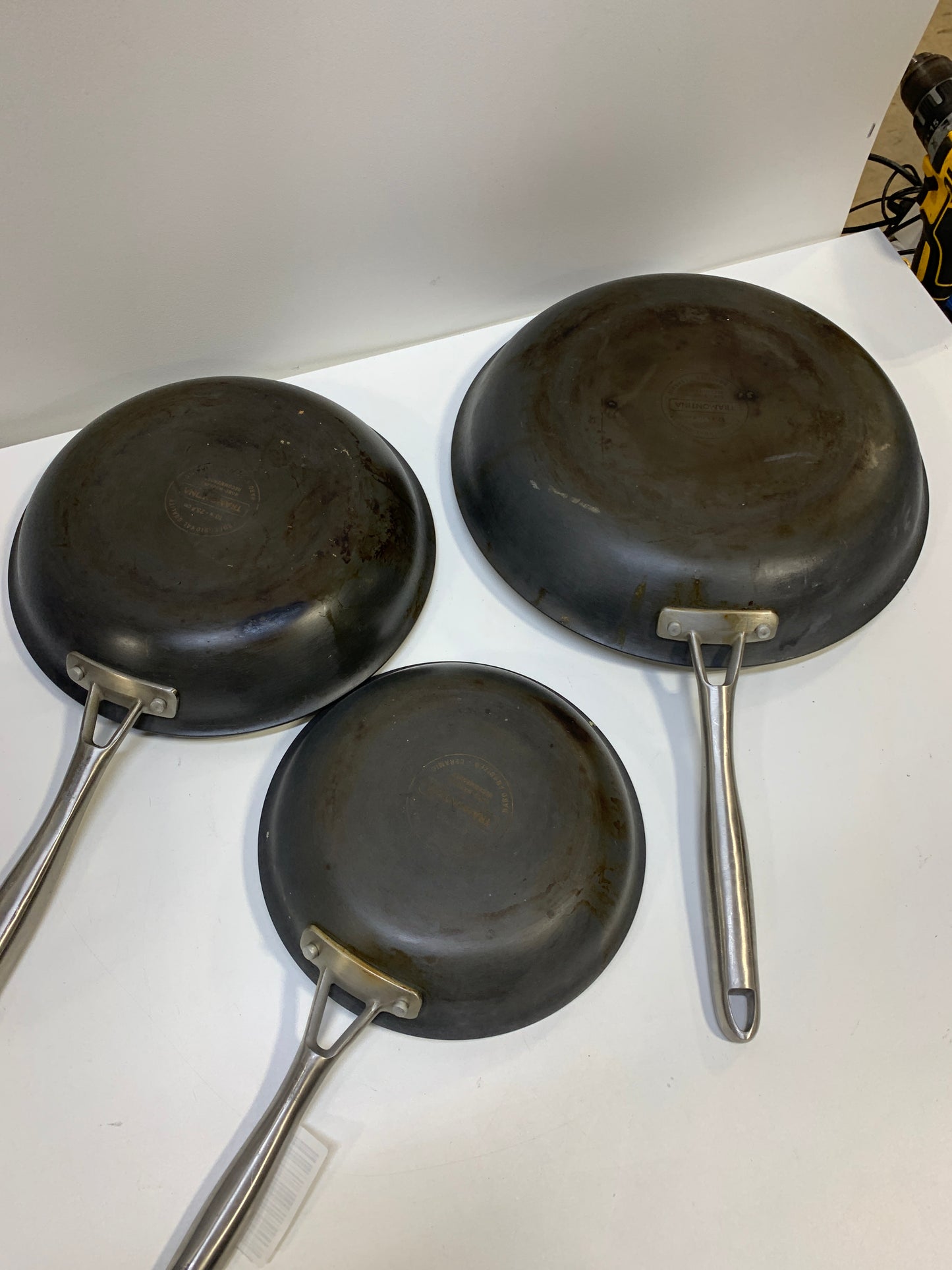 Used Tramontina 3-pack Hard Anodized Aluminum Ceramic Nonstick Fry Pan Set - *Kitchen & Dining