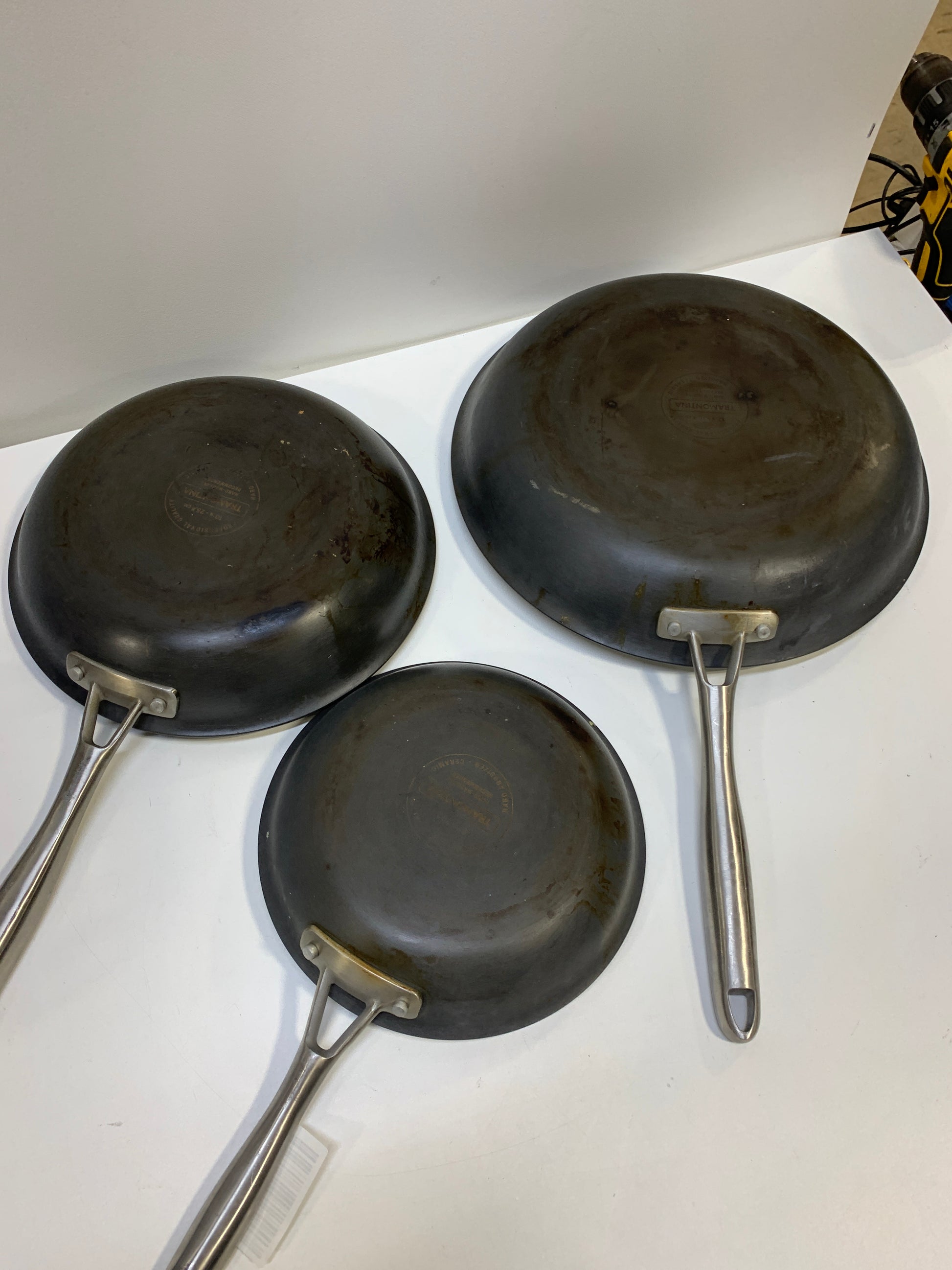 Used Tramontina 3-pack Hard Anodized Aluminum Ceramic Nonstick Fry Pan Set - *Kitchen & Dining
