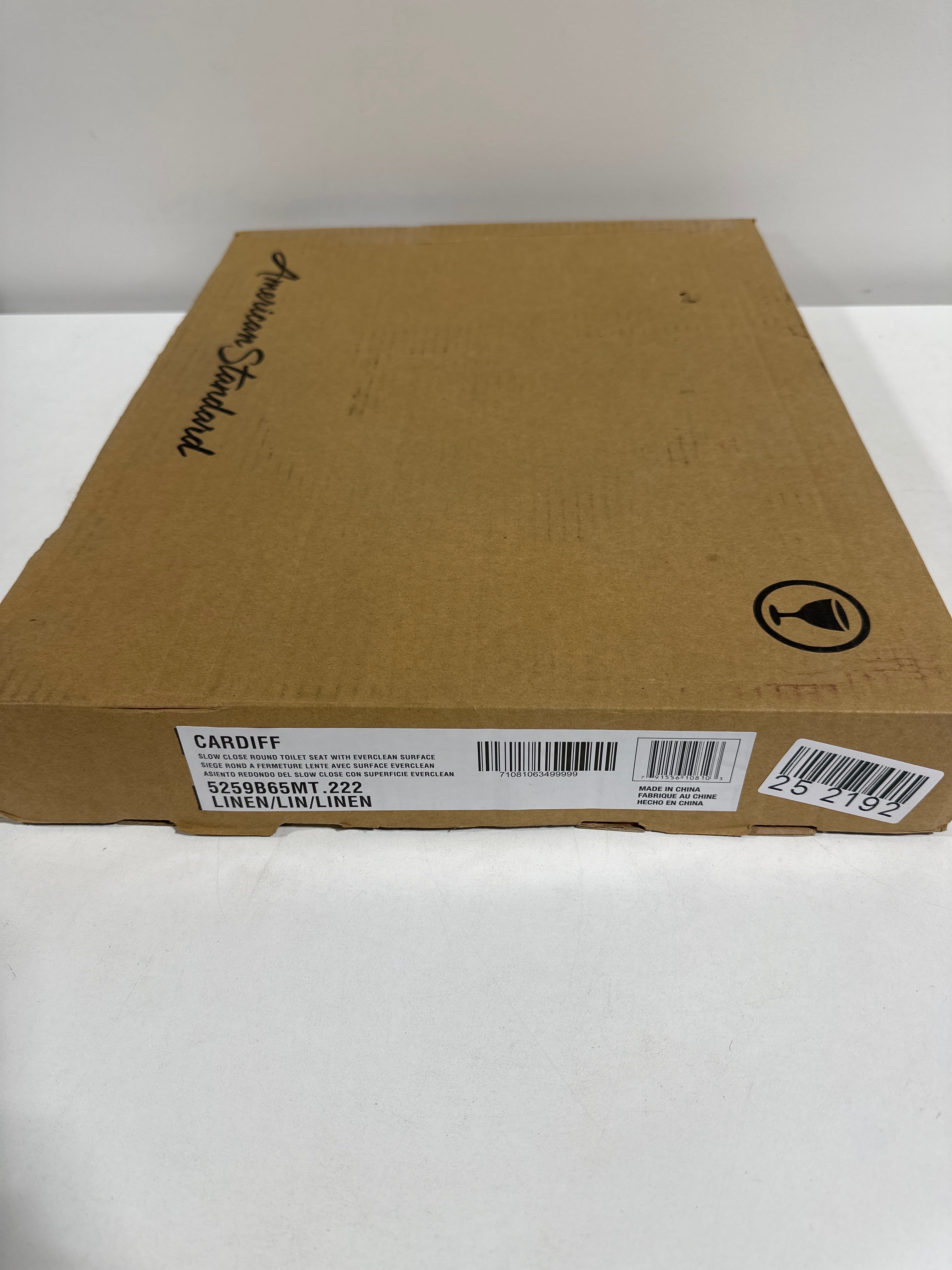 American Standard 5259B.65MT Cardiff Round Closed-Front Toilet Seat with Soft Close Linen - *Plumbing