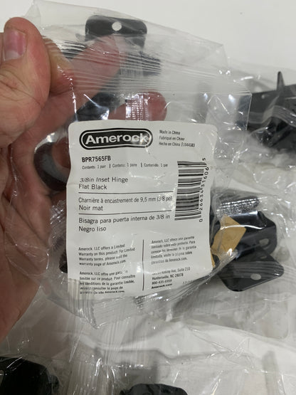 8 x Matte Black 3/8 in (10 Mm) Inset Self Closing, Partial Wrap Cabinet Hinge