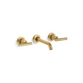 Kohler K-T14413-4 Purist 1.2 GPM Wall Mounted Widespread Bathroom Faucet Vibrant Brushed Moderne Brass