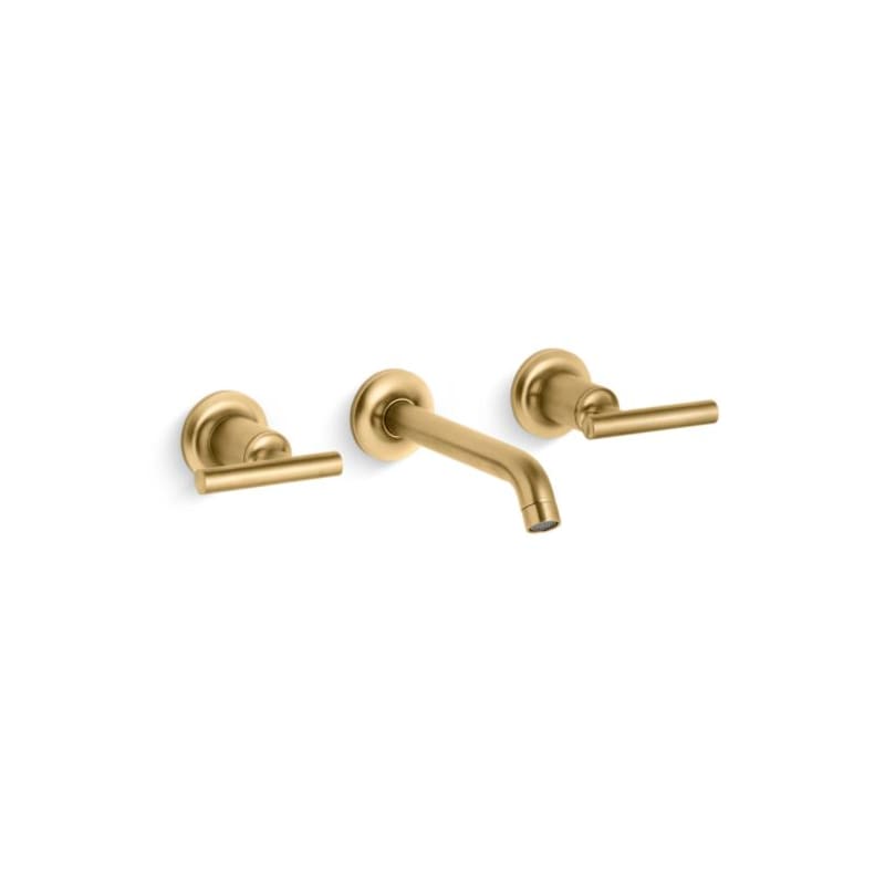Kohler K-T14413-4 Purist 1.2 GPM Wall Mounted Widespread Bathroom Faucet Vibrant Brushed Moderne Brass