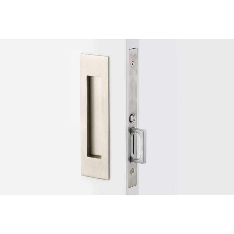 Emtek 2154-138 Narrow Modern Rectangular 7-1/4 Inch Passage Mortise Pocket Door Pull for 1-3/8" Thick Doors Satin Nickel Sliding Door Hardware Pocket