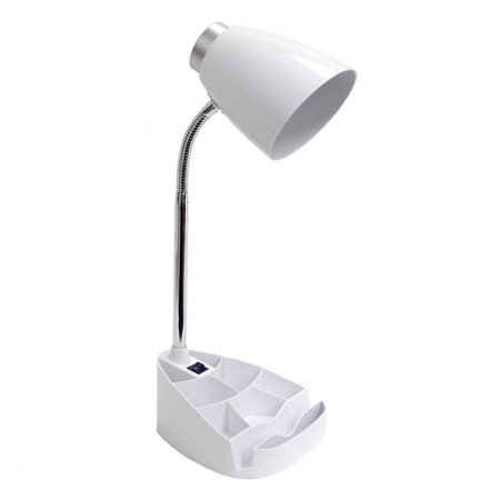 Gooseneck Organizer Desk Lamp W/iPad Tablet Stand Book Holder, White