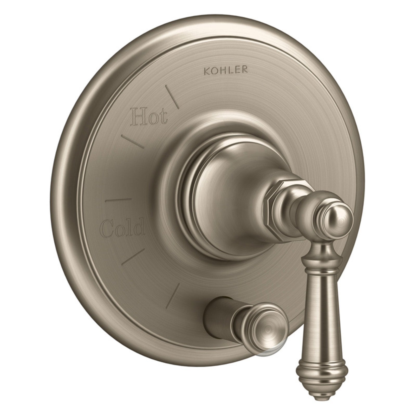 Kohler K-T72768-4-BV Artifacts Rite-Temp Pressure-Balancing Valve Trim with Push-Button Diverter and Lever Handle, Vibrant Brushed Bronze