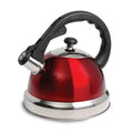 Claredale 2.2 Quart Stainless Steel Whistling Tea Kettle in Red with Nylon Handle