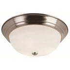 Bowers 15 in. 3-Light Brushed Nickel Flush Mount Ceiling Light Fixture with Frosted Glass Shade