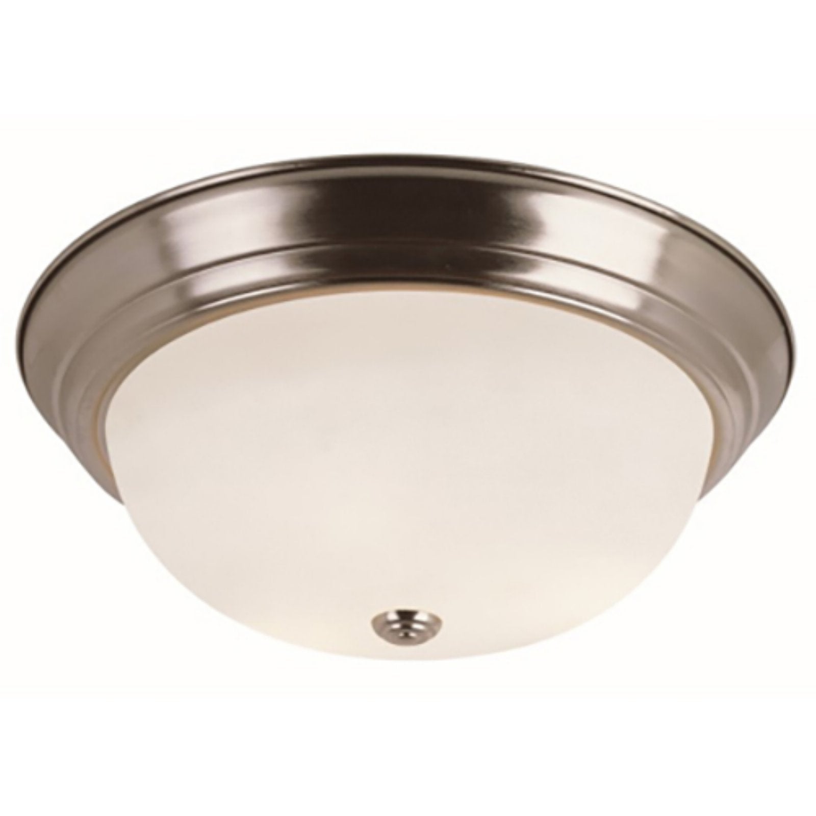 Bowers 15 in. 3-Light Brushed Nickel Flush Mount Ceiling Light Fixture with Frosted Glass Shade