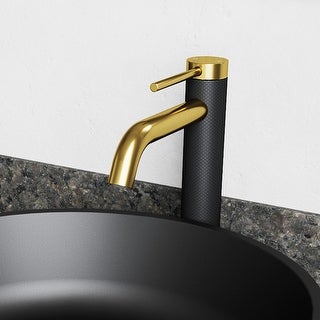 VIGO Lexington 10’’ H Single Handle Single-Hole Bathroom Vessel Faucet in Matte Gold and Carbon Fiber-VG03028MGMB