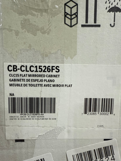 KOHLER K-CB-CLC1526FS 15" W X 26" H Aluminum Single-door Medicine Cabinet with Mirrored Door, Beveled Edges