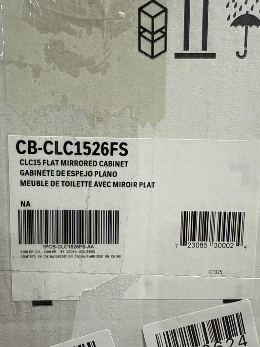 KOHLER K-CB-CLC1526FS 15" W X 26" H Aluminum Single-door Medicine Cabinet with Mirrored Door, Beveled Edges