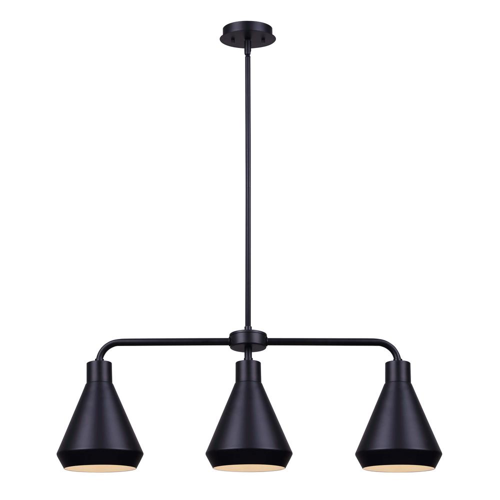 Canarm IPL1020A03 Byck 3 Light 32" Wide Linear Chandelier Black Indoor Lighting Chandeliers