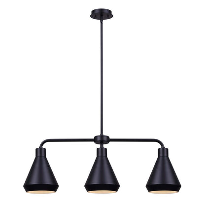 Canarm IPL1020A03 Byck 3 Light 32" Wide Linear Chandelier Black Indoor Lighting Chandeliers