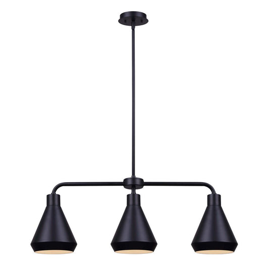 Canarm IPL1020A03 Byck 3 Light 32" Wide Linear Chandelier Black Indoor Lighting Chandeliers
