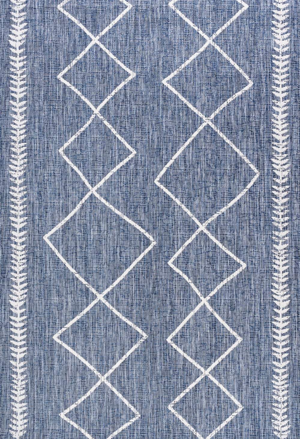 JONATHAN Y SANTA MONICA 5 X 8 Area Rug Derya Tribal Diamond Trellis - Blue/Ivory SMB129C-5